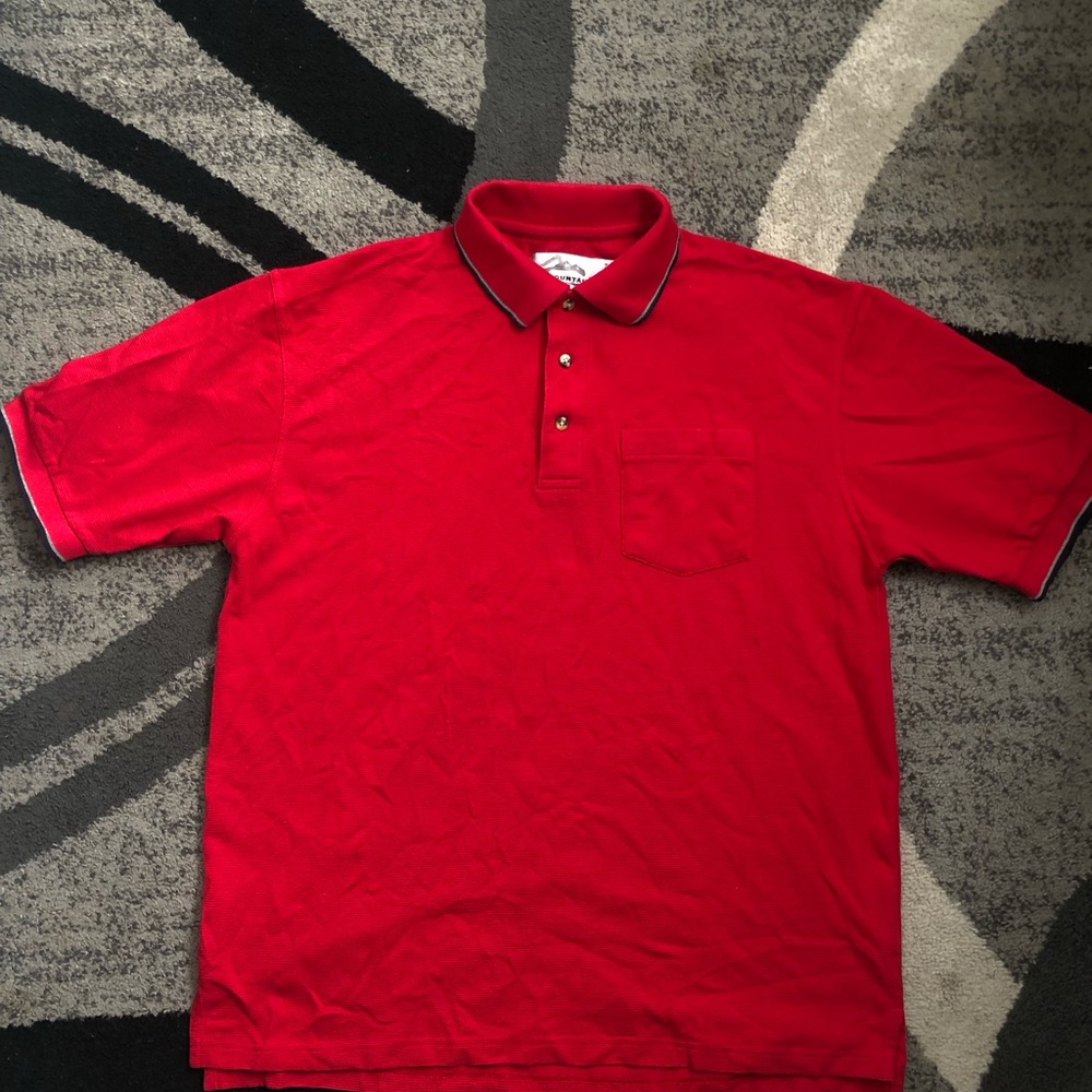 Men's Red Short-Sleeve Polo with Chest Pocket